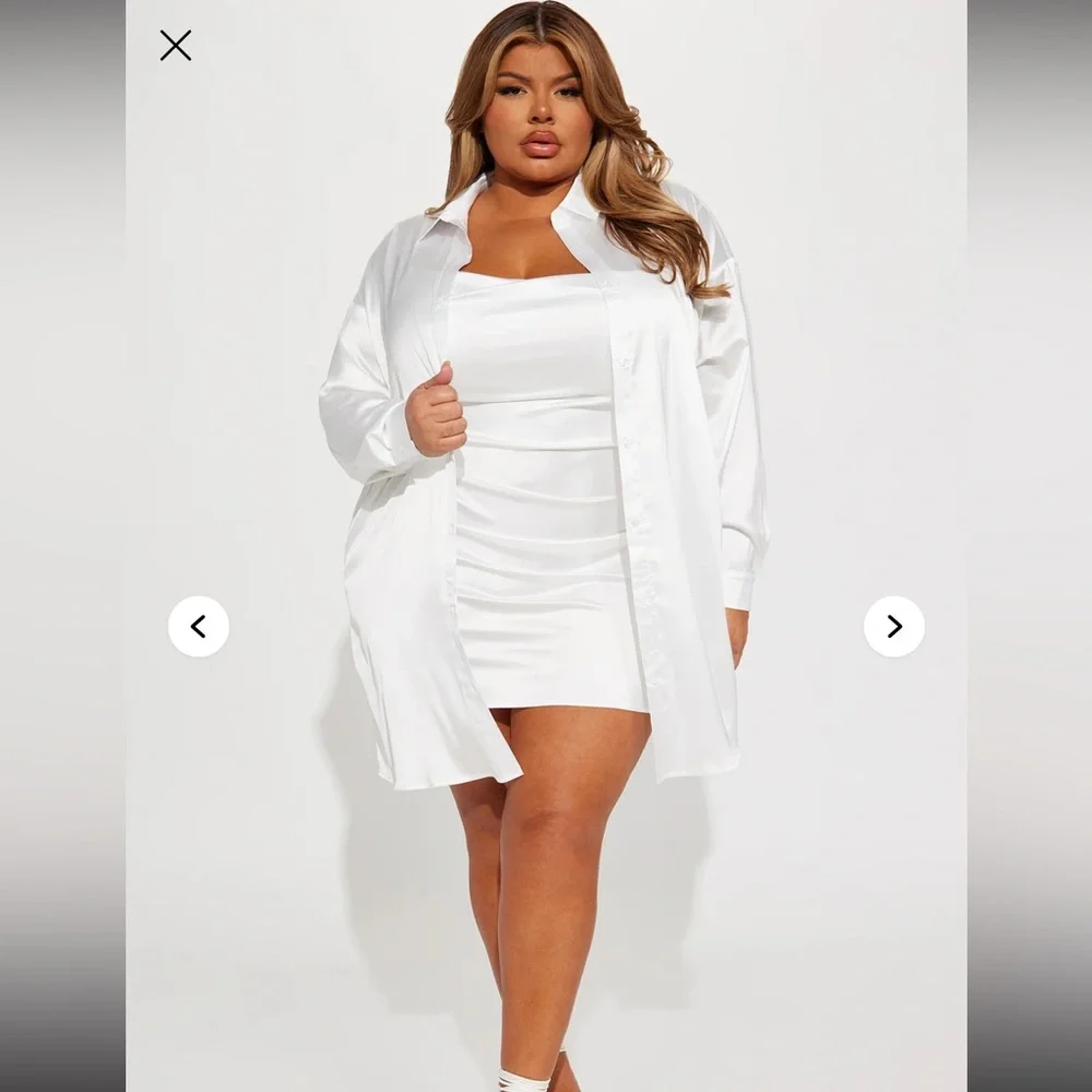 Fashion Nova Elegant White Satin Chemise Set - Picture 4 of 4